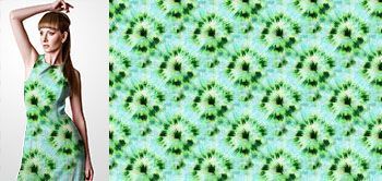 29003 Materiał ze wzorem motyw barwionego materiału w stylu tie-dye w odcieniach zieleni i niebieskiego